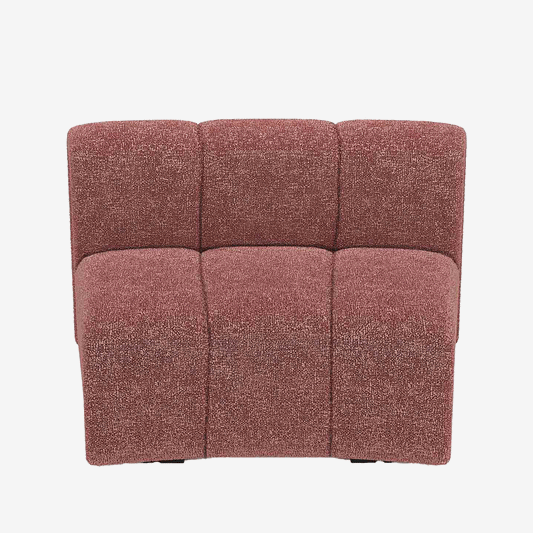 Elément de canapé modulable : chauffeuse d’angle cocooning en tissu bouclé rose Hélène Potiron Paris
