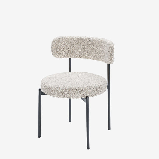 Lot de 2 chaises de salle à manger design moderne, bouclette grise et blanche Julia Potiron Paris