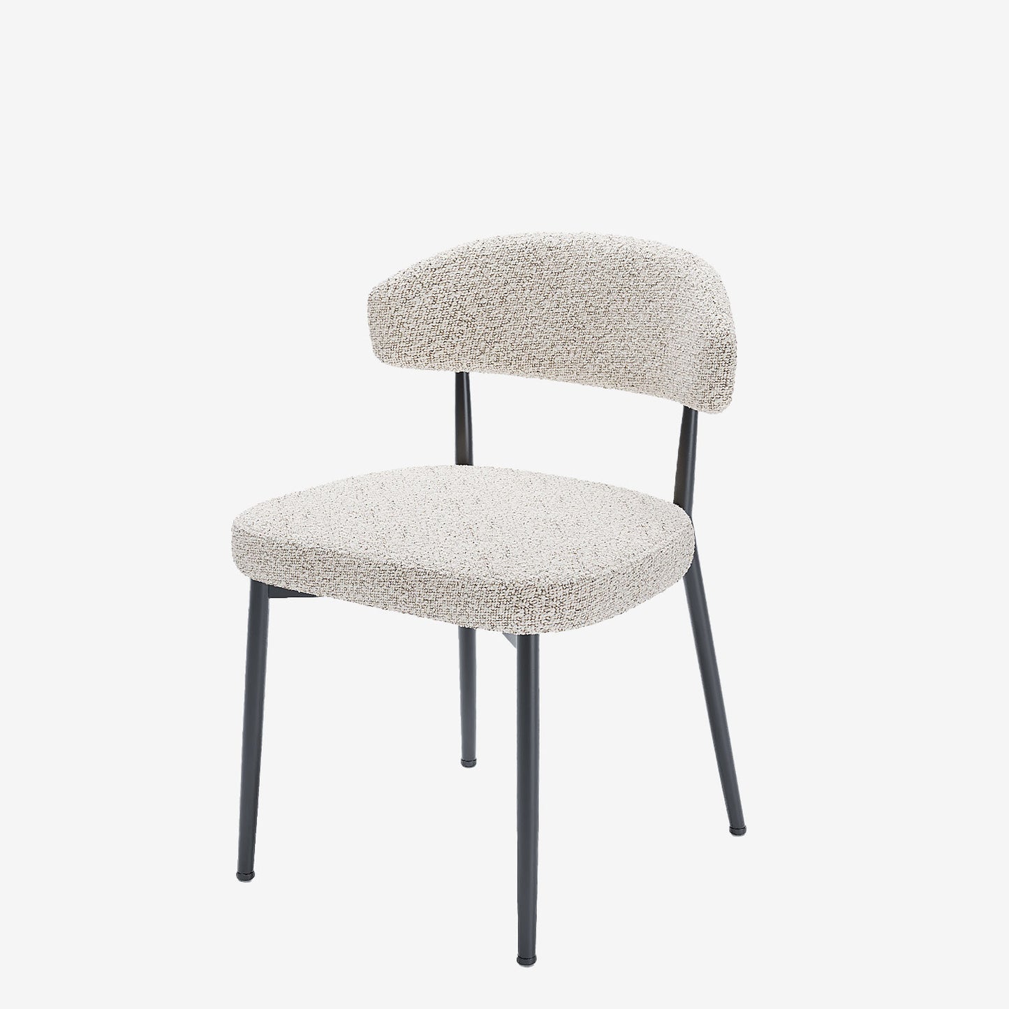 Lot de 2 chaises de salle à manger en tissu bouclette gris et blanc & métal noir Mona Potiron Paris