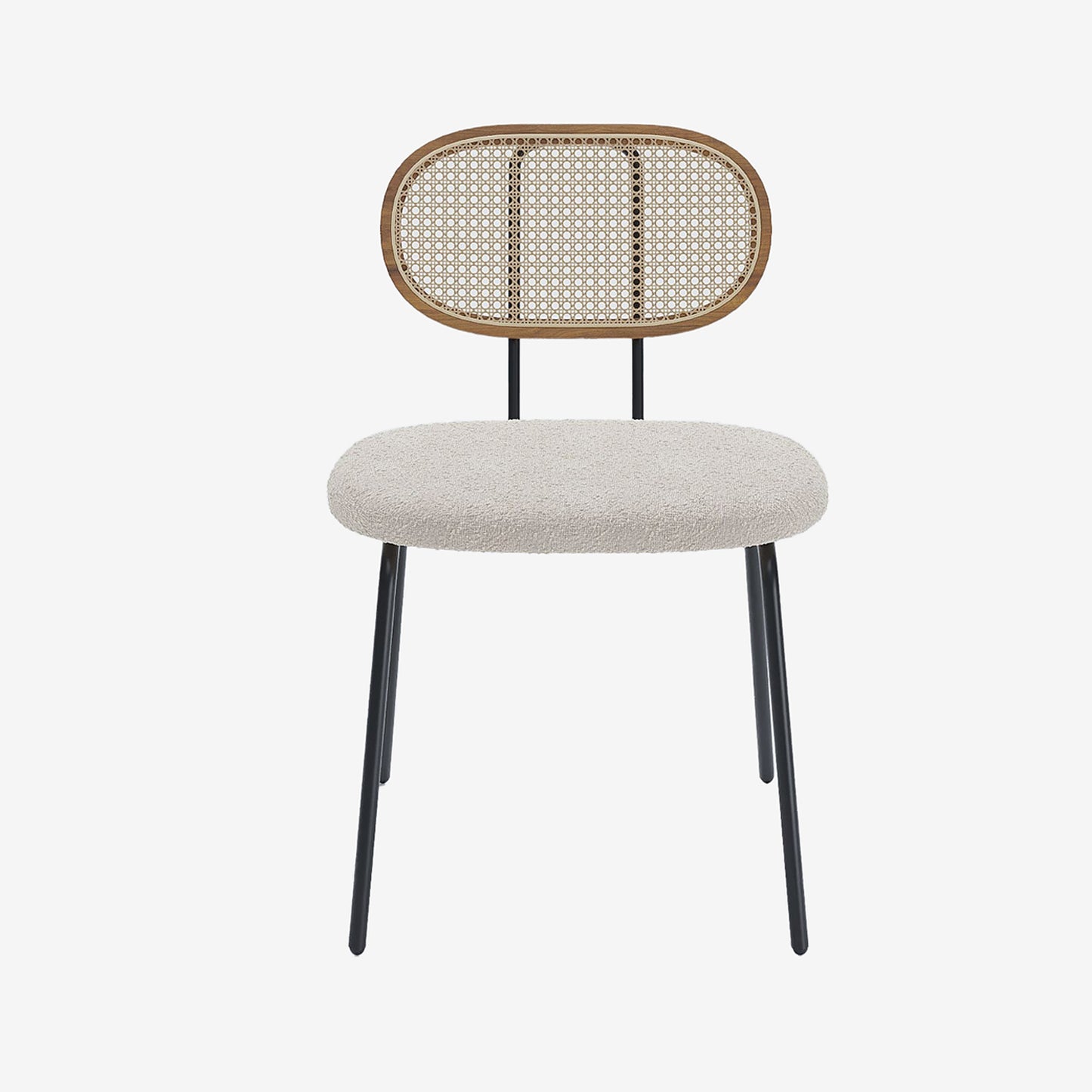Lot de 2 chaises cannage et tissu bouclé blanc Gabrielle