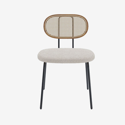 Lot de 2 chaises cannage et tissu bouclé blanc Gabrielle