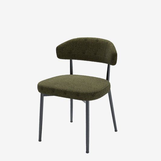 Lot de 2 chaises de salle à manger en velours vert & métal noir Mona Potiron Paris