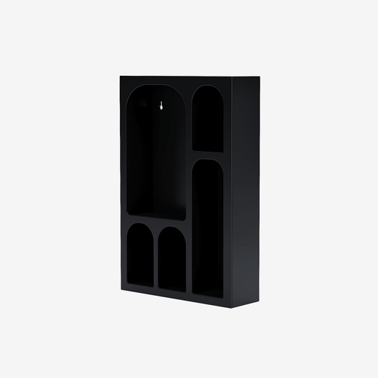 Étagère murale en bois noire à 5 niches de style vintage Bauhaus Potiron Paris
