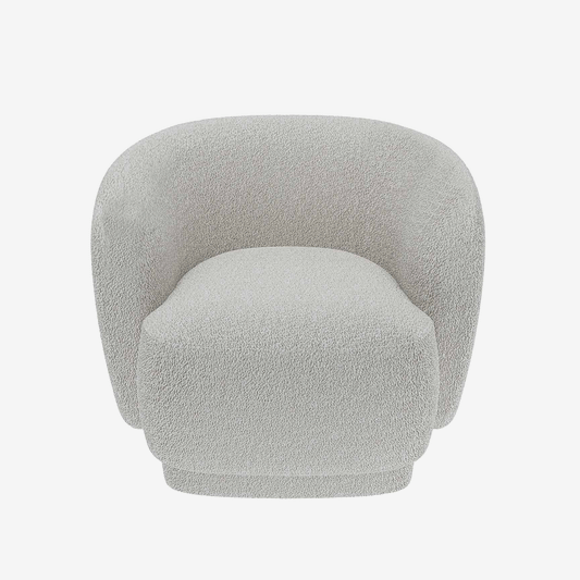 Fauteuil vintage forme organique en bouclette couleur ciment - Potiron Paris, la satisfaction du fauteuil design et confortable pas cher