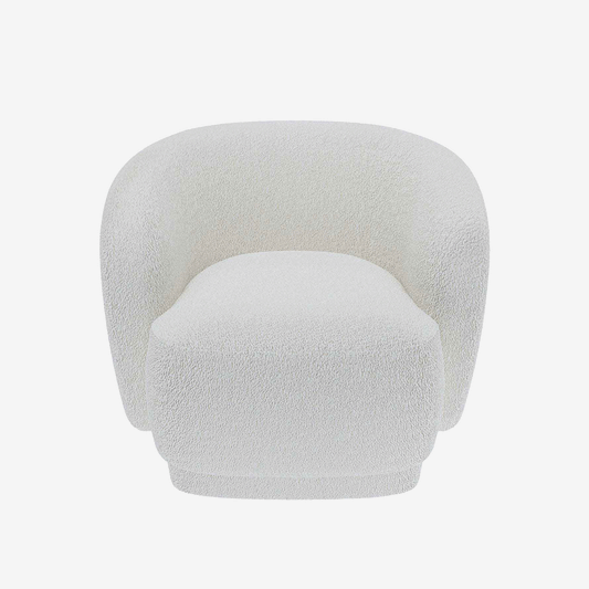 Fauteuil de style scandinave en bouclette blanc - Potiron Paris, la satisfaction du fauteuil design et confortable pas cher