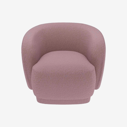 Gros fauteuil tout rond en tissu bouclé rose