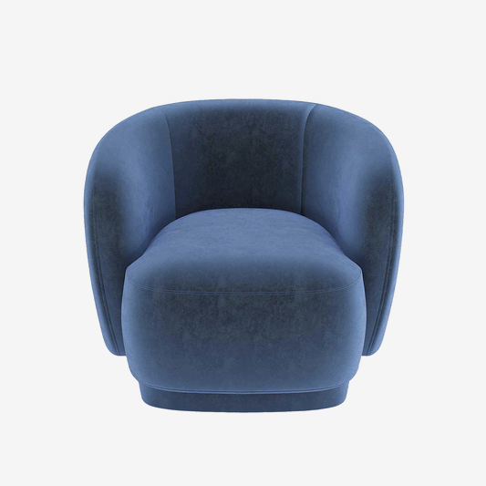 Fauteuil lounge de style rétro en velours bleu marine - Potiron Paris, la satisfaction du fauteuil design et confortable pas cher