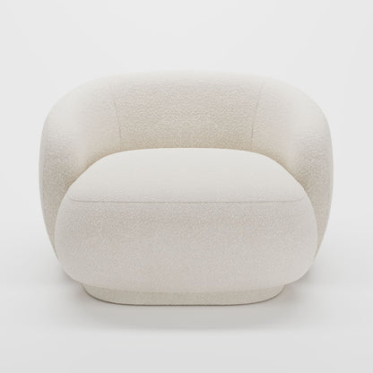 Loveseat Joshua - Fauteuil 1 place et demie en tissu bouclette crème Potiron Paris