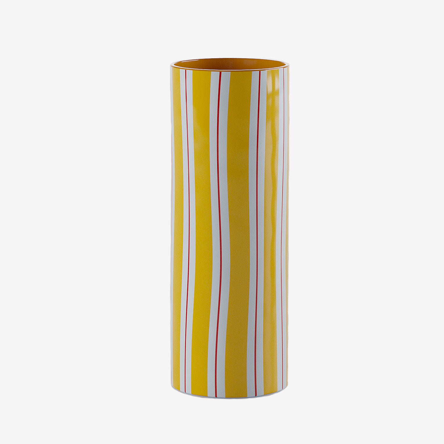 Style bohème ethnique avec le vase haut cylindrique à rayures jaunes