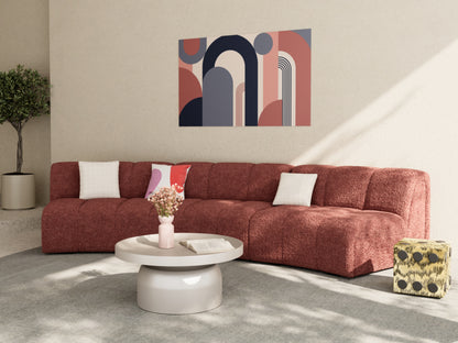 Chauffeuse d’angle pour canapé modulable en tissu bouclette rose Hélène