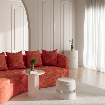 Petit meuble décoration salon plein de charme : la table basse ronde cannelée Pivoine de couleur rose - Potiron Paris, meuble décoration salon