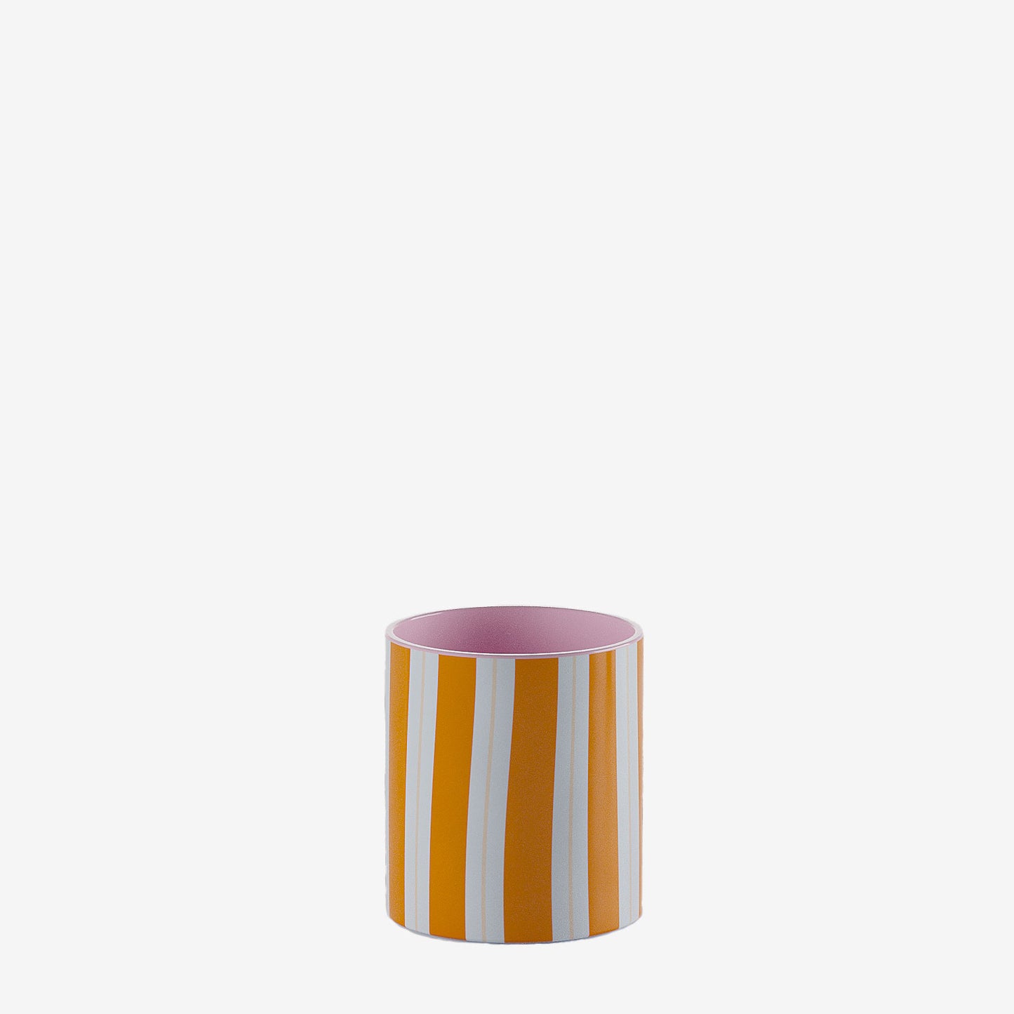 Petit vase cylindrique à rayures orange, Orlando Potiron Paris