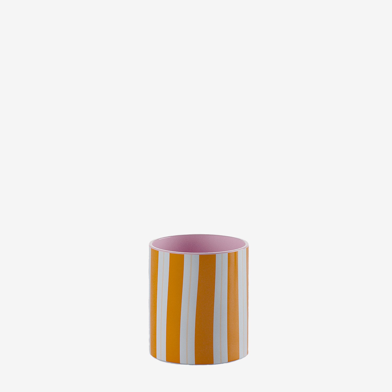 Petit vase cylindrique à rayures orange, Orlando Potiron Paris