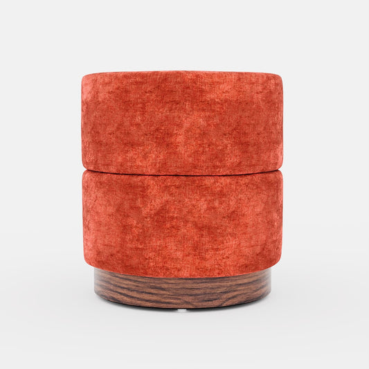 Auguste – Pouf cylindrique en velours ocre Potiron Paris