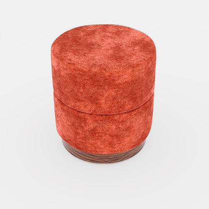 Auguste – Pouf cylindrique en velours ocre Potiron Paris