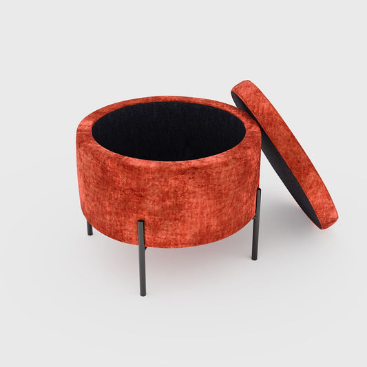 Angelo – Pouf coffre en velours ocre Potiron Paris