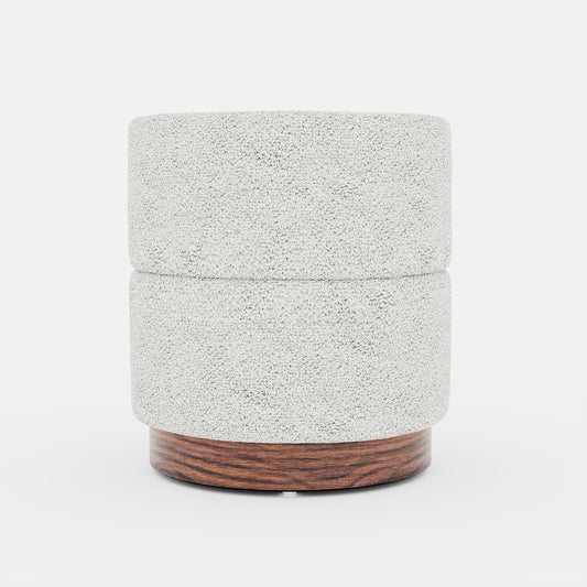 Auguste – Pouf cylindrique en bouclette crème Potiron Paris