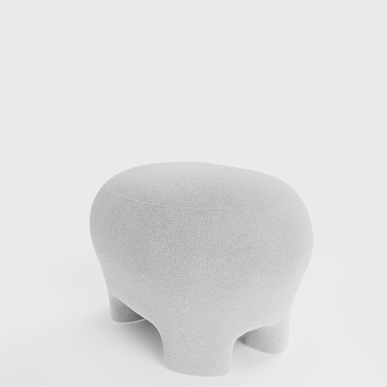 Ninon – Pouf repose-pieds tapissé en bouclette blanche Potiron Paris