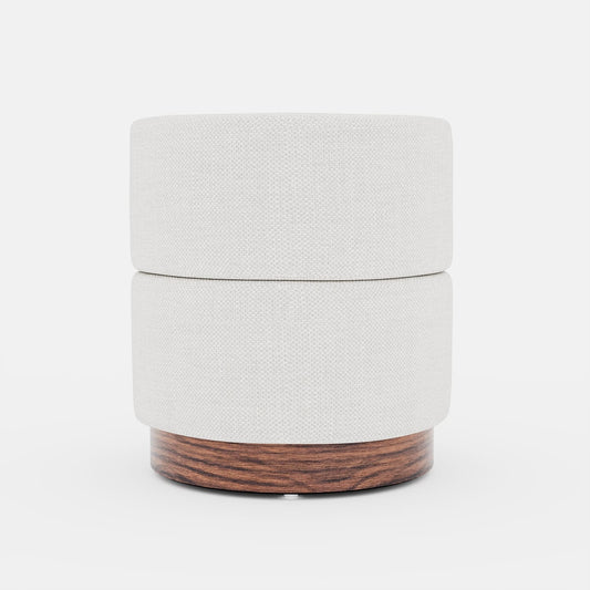 Auguste – Pouf cylindrique en tissu chenille blanc Potiron Paris