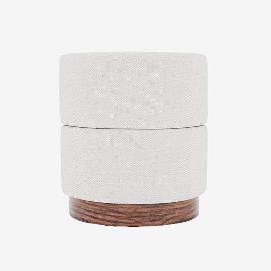 Auguste – Pouf cylindrique en tissu chenille blanc