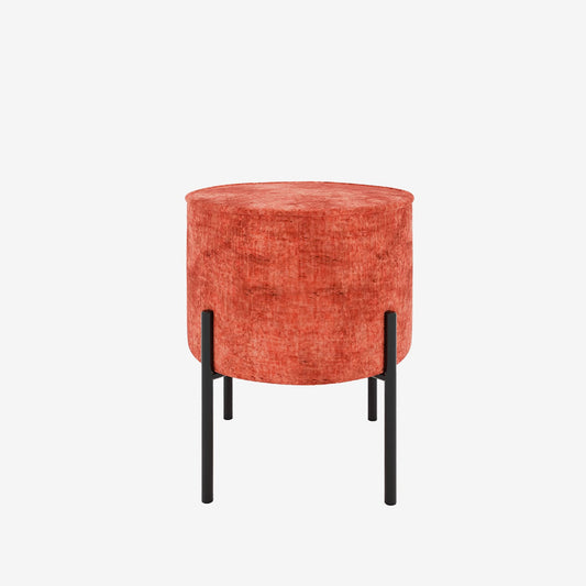 Abel – Pouf rond en velours ocre pieds en métal