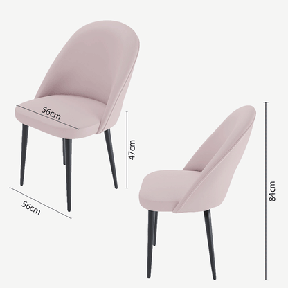 Lot de 2 chaises en velours rose & métal noir Nina Potiron Paris