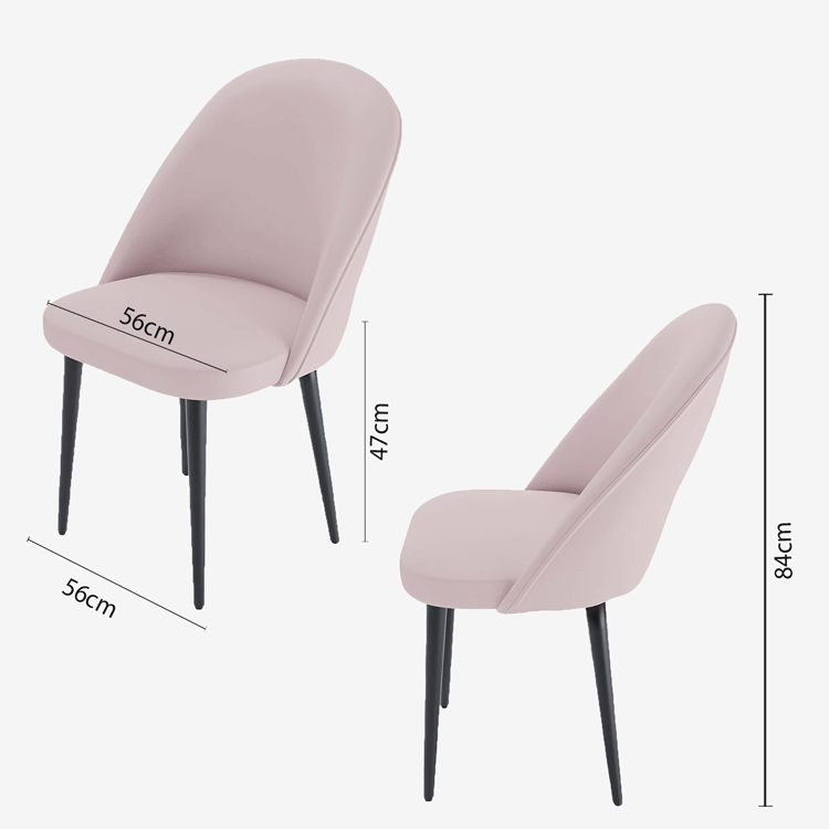 Paire de chaises de style bohème en velours rose et métal noir