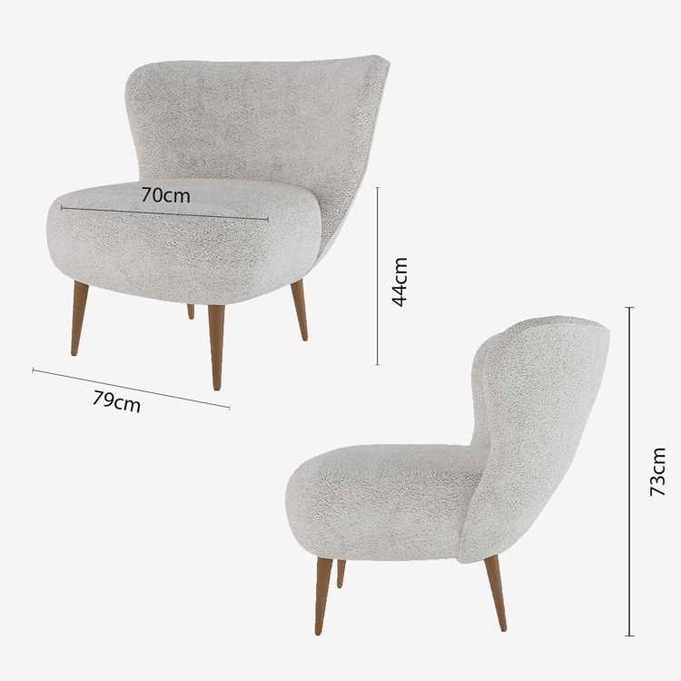 Fauteuil crapaud en tissu bouclette gris et pieds en bois - Potiron Paris, la satisfaciton des assises design confortables et pas chères