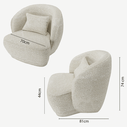 Grand fauteuil confortable beige de style scandinave vintage