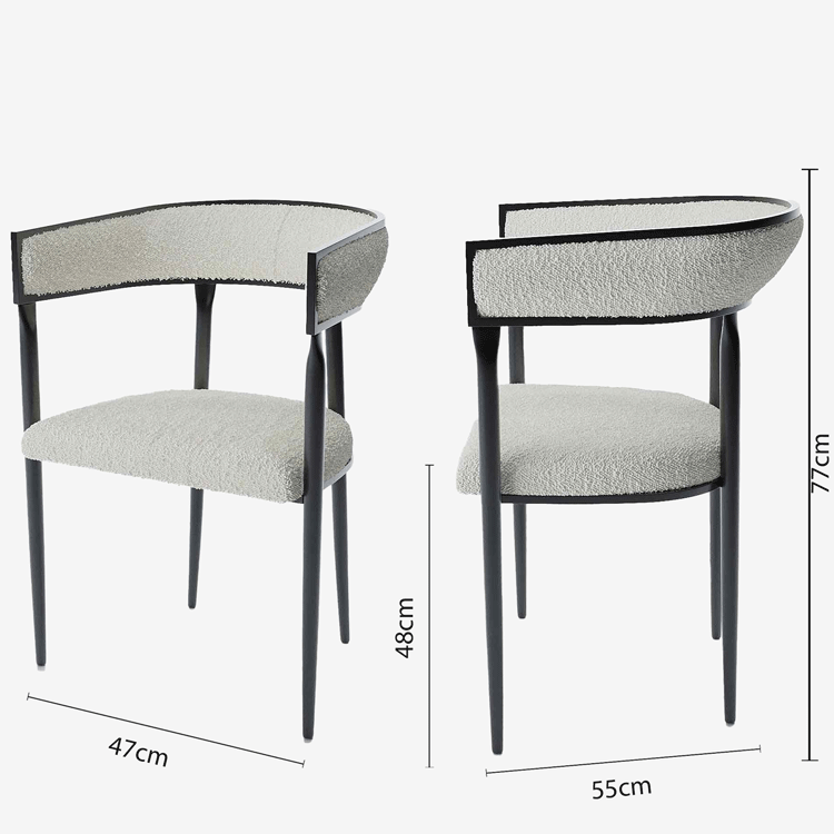 Fauteuils de table à manger design en bouclette et confortables pour le dos - Potiron Paris, la satisfaction des chaises de table design confortables au meilleur prix