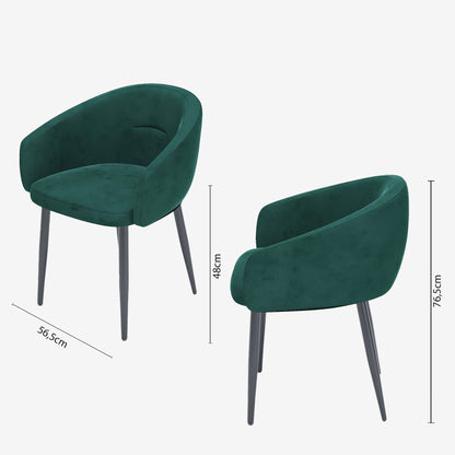 Paire de fauteuils de table design velours vert Eugénie Potiron Paris