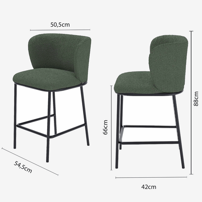 Lot de 2 tabourets de bar tissu bouclé vert César Potiron Paris