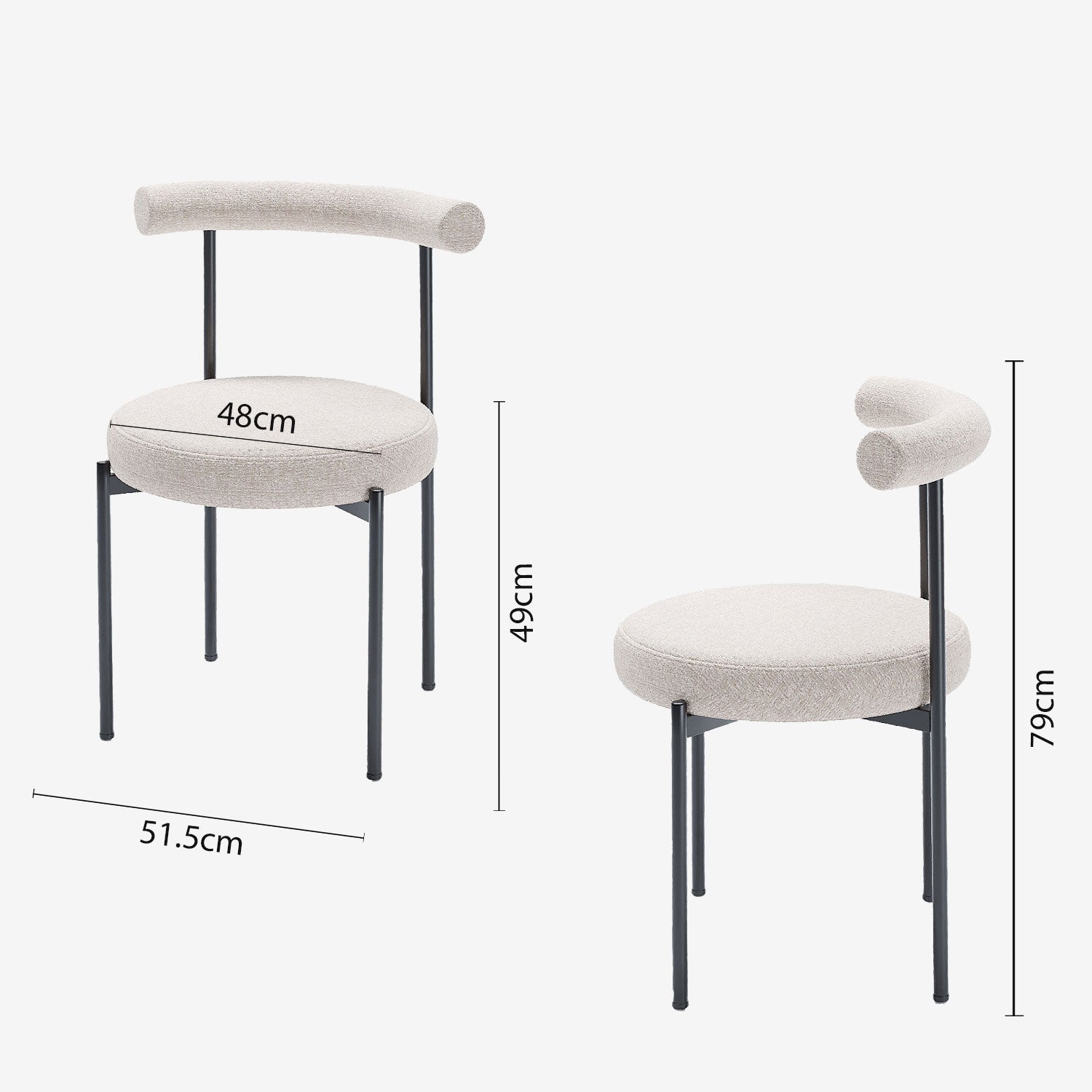 Lot de 2 chaises de salle à manger design moderne, velours crème Julia Potiron Paris