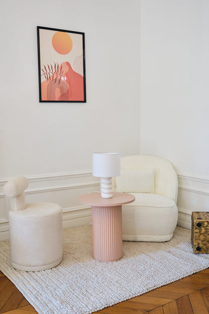 Tom – Pouf avec dossier en tissu chenille blanc Potiron Paris