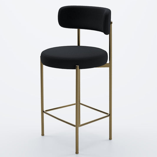 Agathe - Lot de 2 tabourets de bar en velours noir pieds or Potiron Paris