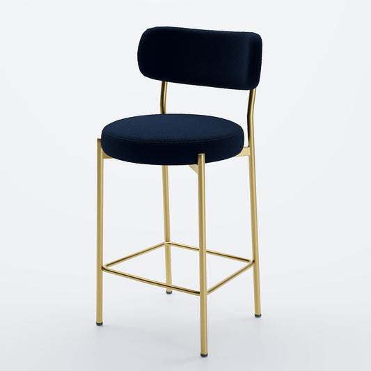 Lili - Lot de 2 fauteuils de bar velours noir et structure dorée Potiron Paris