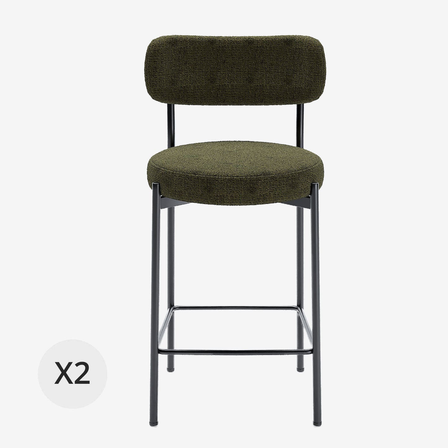 Lot de 2 fauteuils de bar velours vert Lili Potiron Paris