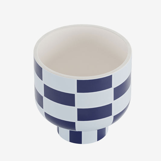 Vase en céramique à motifs damier bleu Potiron Paris