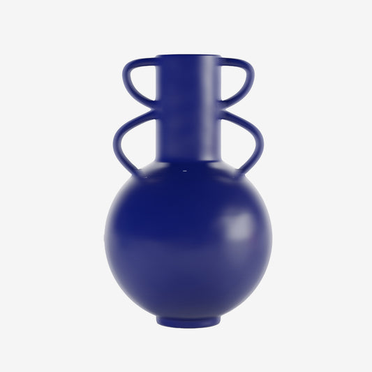 Florence - Vase amphore 4 poignées en céramique bleue