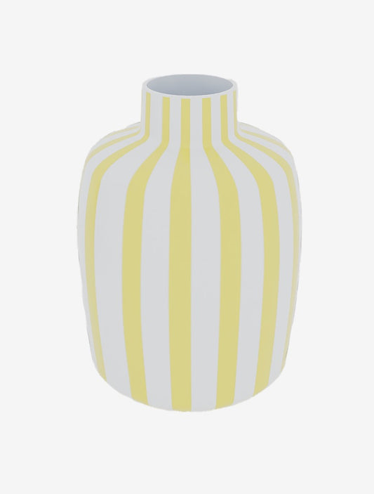 Milan – Vase décoratif rayé jaune en céramique