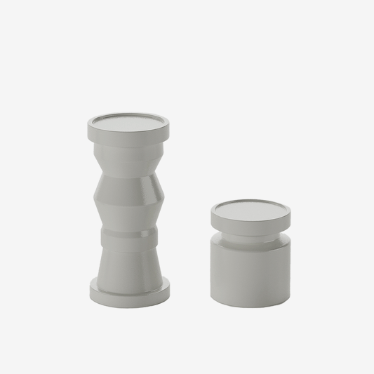 Pour les dîners en tête à tête ou les soirées chaleureuses : Set de 2 bougeoirs en bois design coloris crème Antalya Potiron Paris