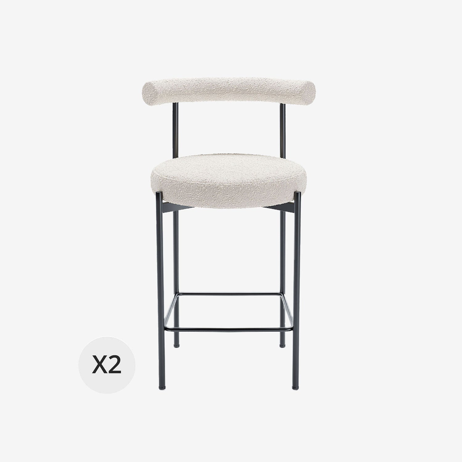 Lot de 2 chaises de bar bouclette blanche Charlotte Potiron Paris