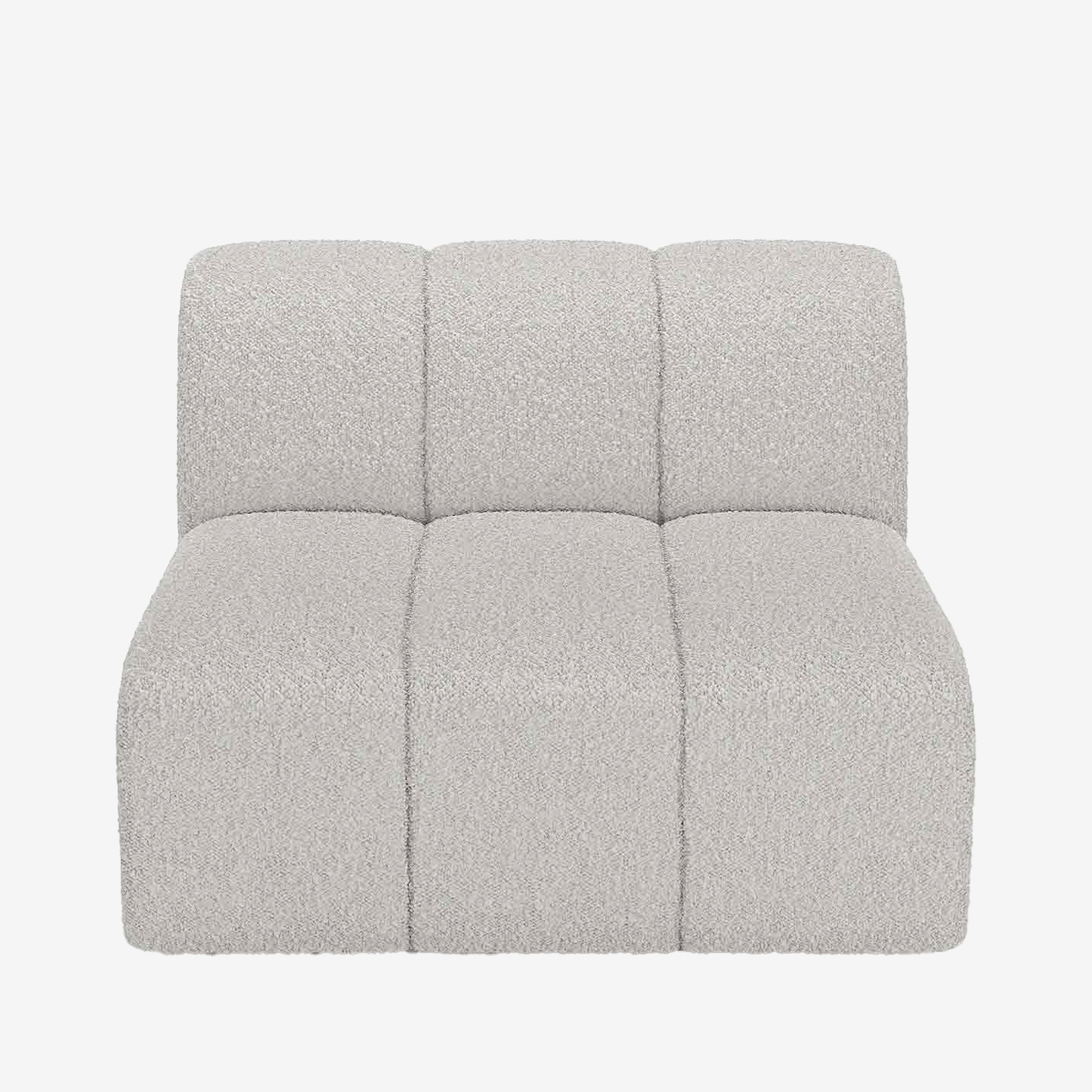 Mini canapé ou chauffeuse pour canapé modulable en tissu bouclette grise : c'est vous qui composez le meilleur canapé sur notre boutique de meubles et déco en ligne