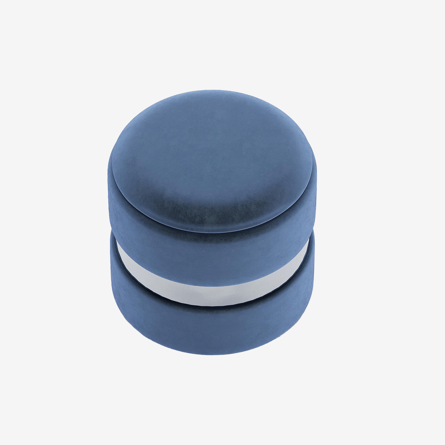 Pouf avec rangement en velours bleu marine & métal Capucine Potiron Paris