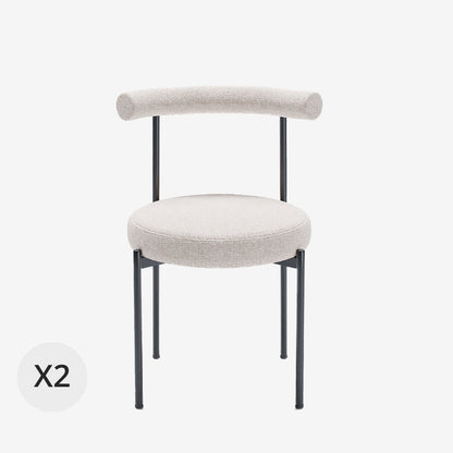 Lot de 2 chaises de salle à manger design moderne, velours crème Julia Potiron Paris