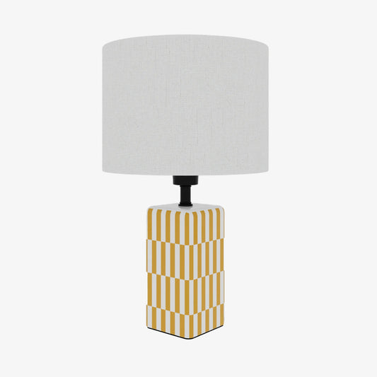 Lampe à poser Manet | Céramique Jaune & Abat-jour Lin | Design Artistique 45cm Potiron Paris