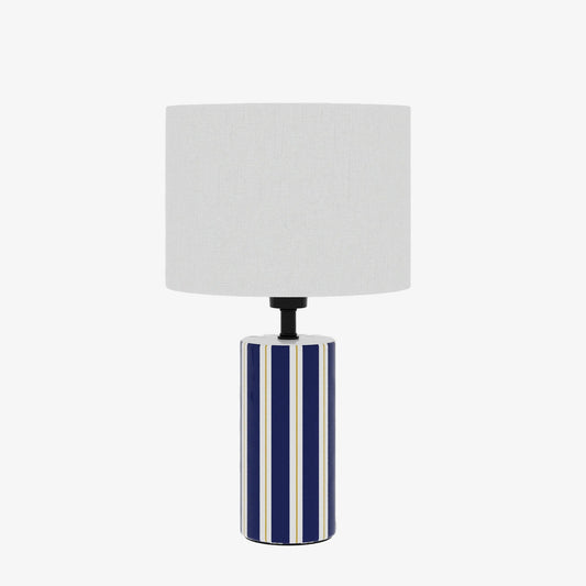 Lampe à Poser Hopper | Céramique Bleue & Abat-jour Lin | Design Apaisant 45cm Potiron Paris