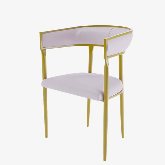 Chaise de salle à manger design dossier arrondi velours rose pâle Aurore Potiron Paris