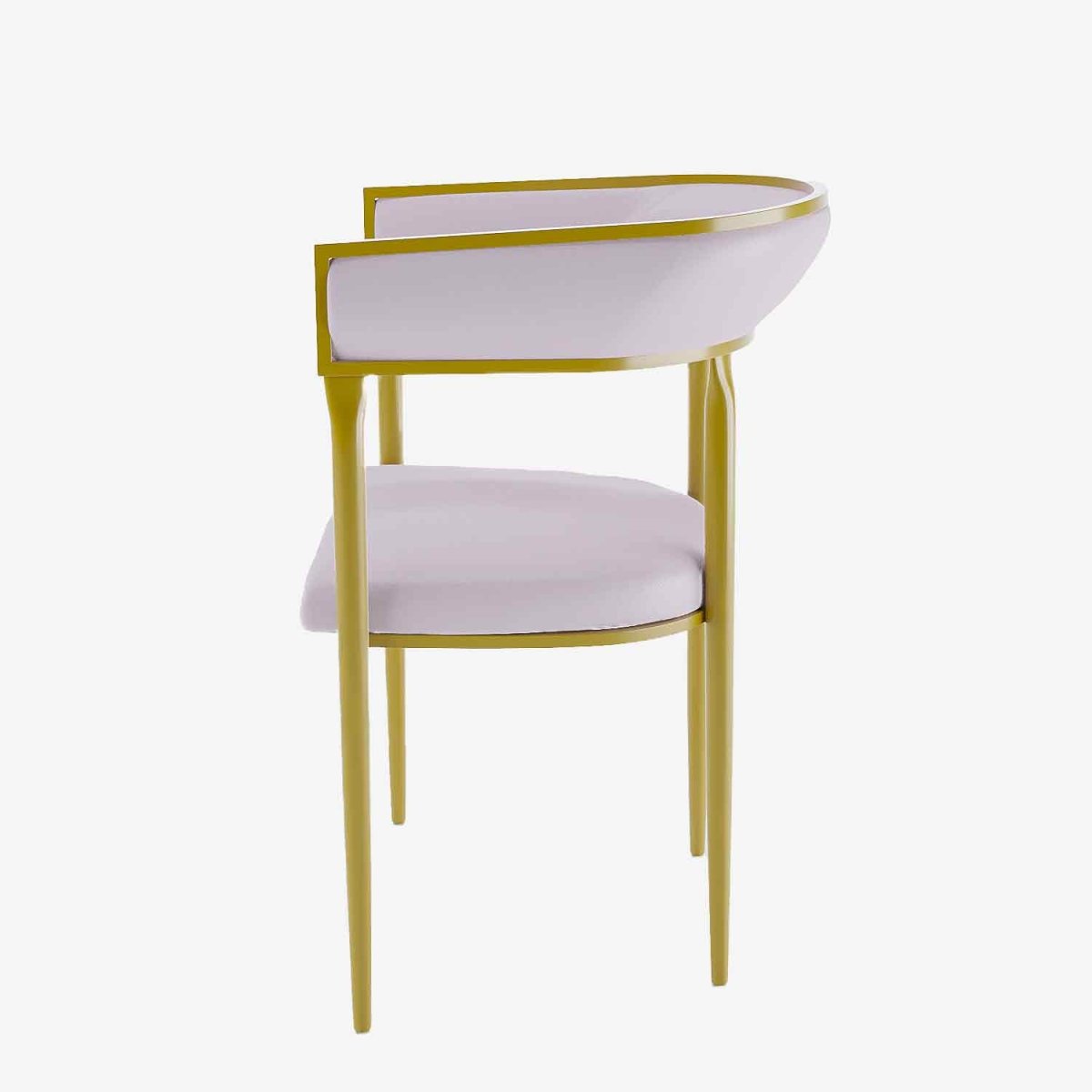 Chaise de salle à manger design dossier arrondi velours rose pâle Aurore Potiron Paris