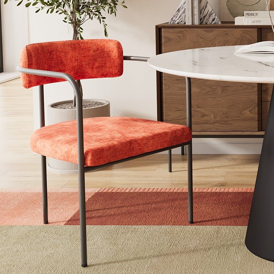 Fauteuil de salle à manger vintage en velours oranger - Potiron Paris,  des assises design et confortables à la mode à tout petit prix